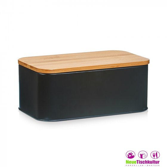 Brotkasten Metall mit Bambusdeckel 