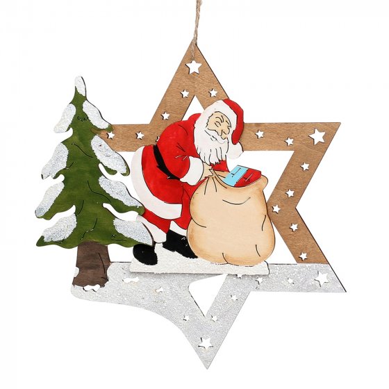 Holz Fensterbild farbig, 2-fach sortiert Laserholz 