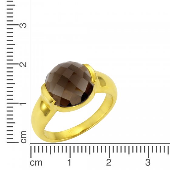 Ring 925 Silber vergoldet Rauchquarz 12mm 