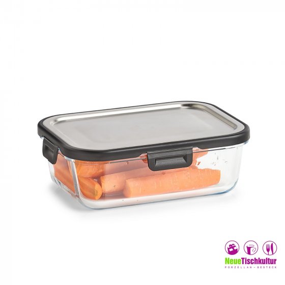 Vorratsbehälter, Clipverschluß Glas/Edelstahl/Kunststoff 