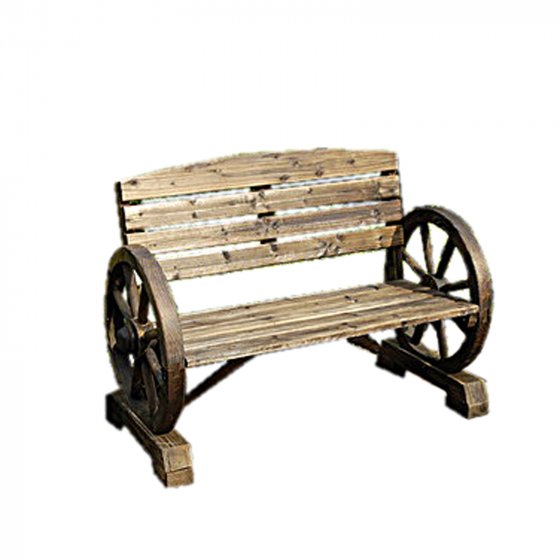 Gartenbank mit Wagenrädern als Armstütze Sommerset Natur 