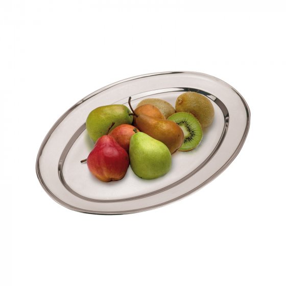 Elegante Servierplatte oval aus Edelstahl 45 x 29 cm – Ideal für Obst, Käse, Gebäck uvm 