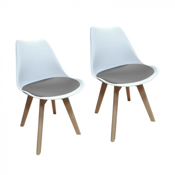 Esszimmerstuhl Samt 2er Set Atlanta Weiß/Hellgrau 