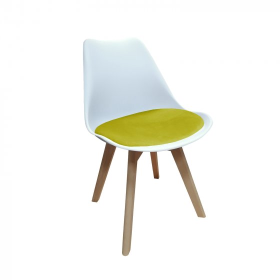 Esszimmerstuhl Samt Atlanta Weiß/Gelb 