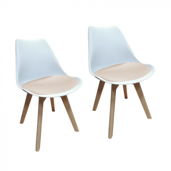 Esszimmerstuhl Samt 2er Set Atlanta Weiß/Creme 