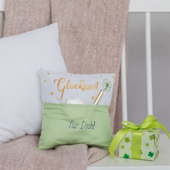 Geschenk zum Befüllen Kissen "Glückszeit für Dich" 