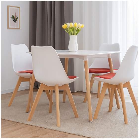 Esszimmerstuhl Samt 4er Set Atlanta Weiß/Rot 