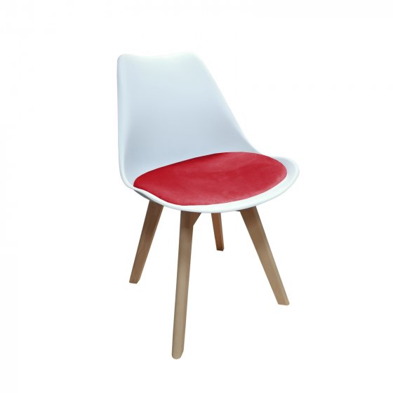 Esszimmerstuhl Samt Atlanta Weiß/Rot 