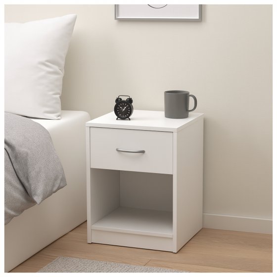 Nachtschrank mit 1 Schublade 2er-Set Nina Weiß 