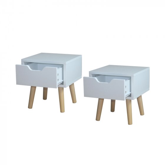 Nachttisch 1 Schublade 2er-Set Thekla Weiß 