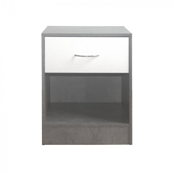 Nachtschrank 2er Set Thekla Beton/Weiß 