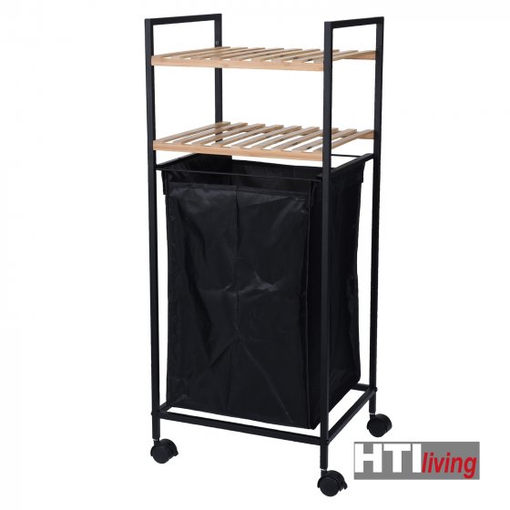 Bad Regal mit Wäschesack auf Rollen 