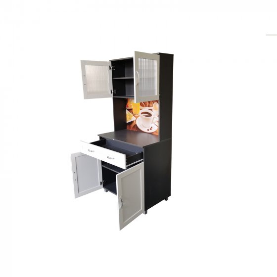 Küchenbuffet mit Glasteil Grau/Weiß Blanca Bistro 