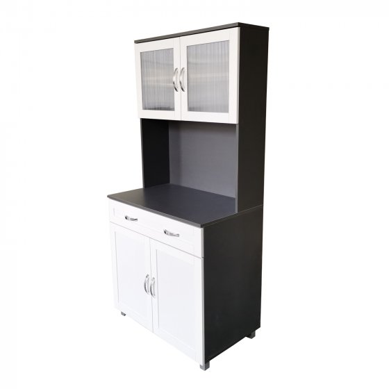 Küchenbuffet mit Glasteil Grau/Weiß Blanca 