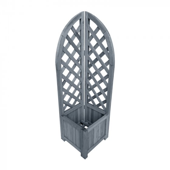 Pflanzkasten mit Rankgitter aus Holz Blaugrau Blumenkasten für Balkon, Terrasse und Garten 