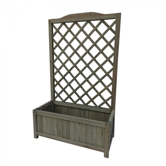 Pflanzkasten mit Rankgitter aus Holz Grau Blumenkasten für Terrasse und Balkon 