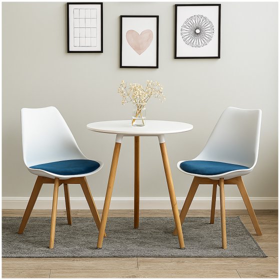 Design-Stühle mit Kunststoffschale und Samt-Sitzki Skandinavischer Look für Esszimmer und Küche 