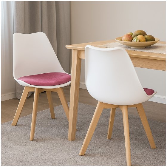 Design-Stühle mit Kunststoffschale und Samt-Sitzki Skandinavischer Look für Esszimmer und Küche 