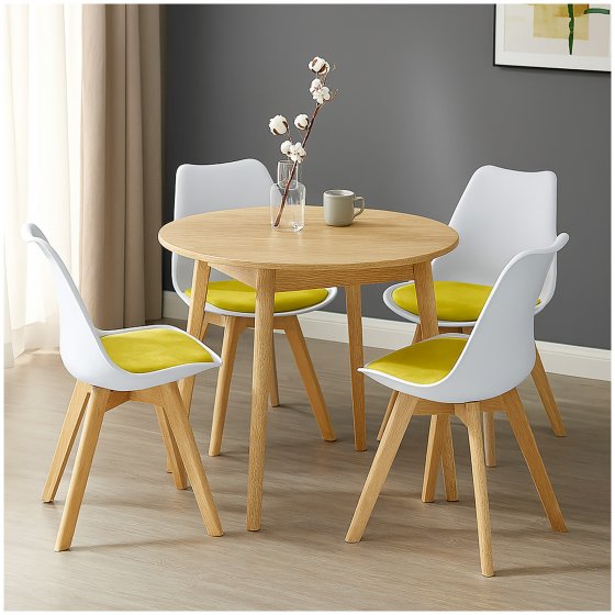 Design-Stühle mit Kunststoffschale und Samt-Sitzki Skandinavischer Look für Esszimmer und Küche 