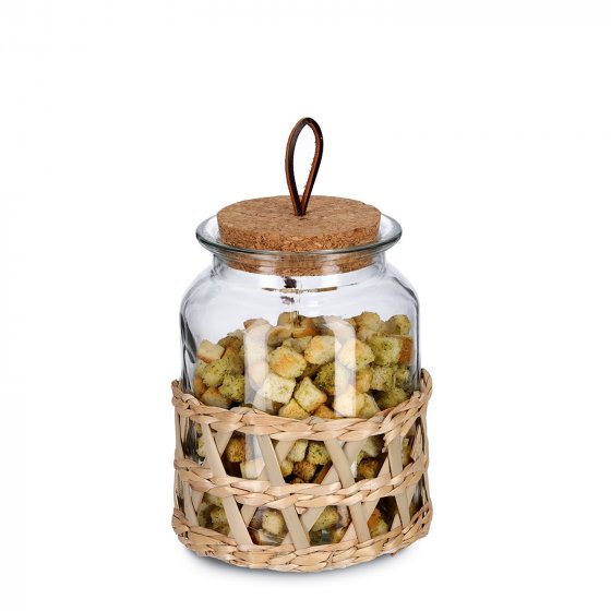 Vorratsglas 1 L Glas, Strohgeflecht 