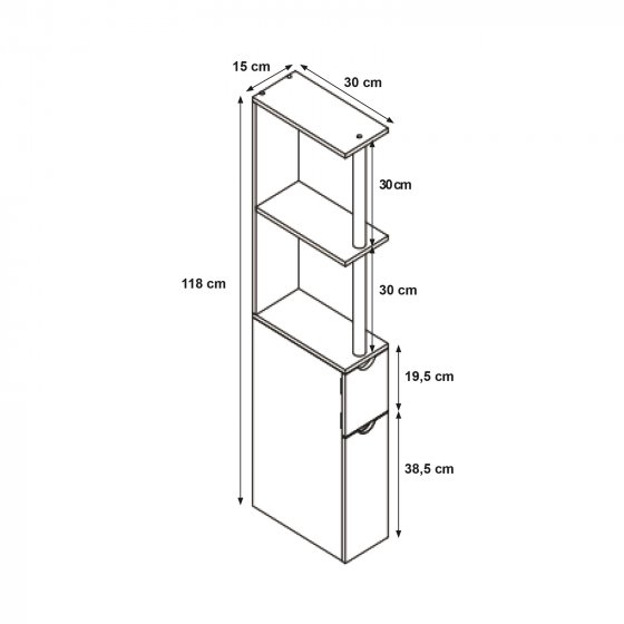 Raumteilerregal 118 cm Thekla Weiß