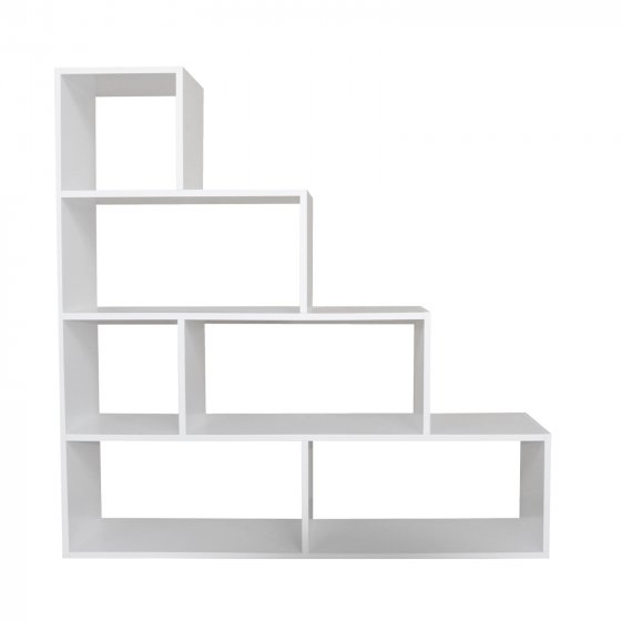 Stufenregal in Weiß Raumteiler Bücherregal 114 x 114 x 30 cm vielseitig einsetzba 