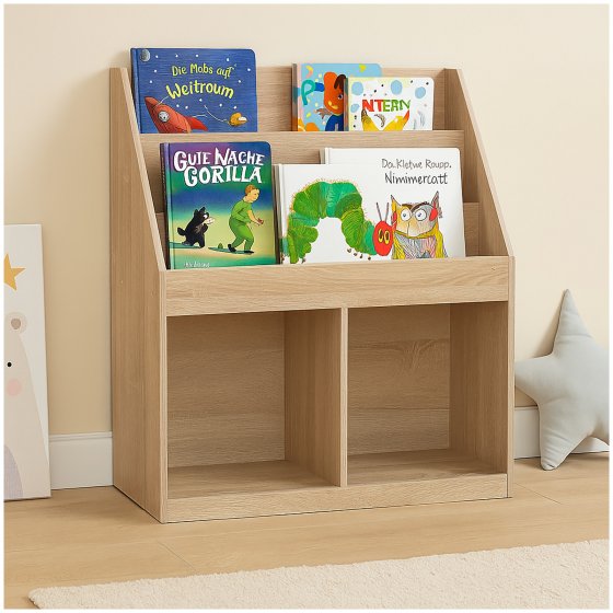 Kinderregal Aufbewahrungsregal mit 5 Fächern Bücherregal für Kinderzimmer Sonoma 