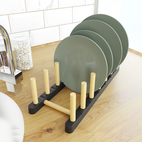 Teller Abtropfständer 2er Set Kiefernholz
