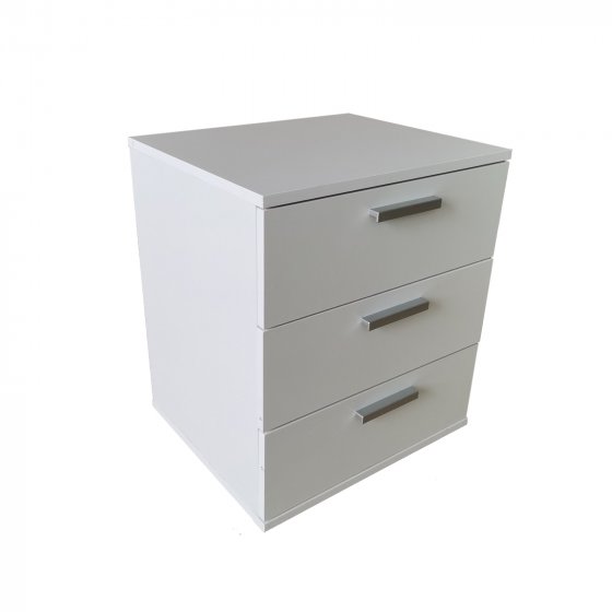 Nachtkommode 3 Schubladen Nina Weiß 2er-Set 