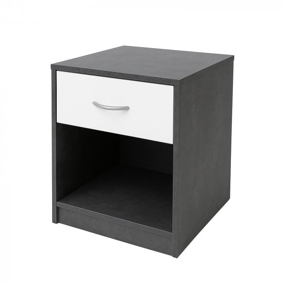 Nachtschrank mit 1 Schublade Nina Beton Weiß 