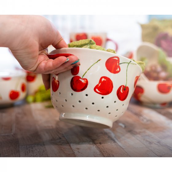 Keramik Küchensieb mit Griffen stilvolles Sieb für Obst, Gemüse und Pasta 