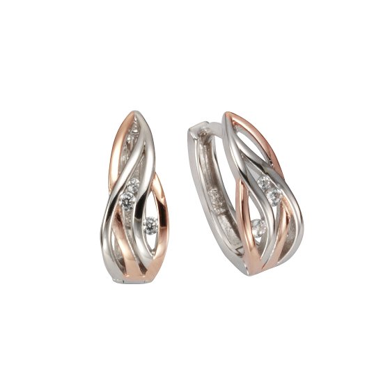 Schmuck-Set Silber 925 zweifarbig mit Zirkonia weiß 