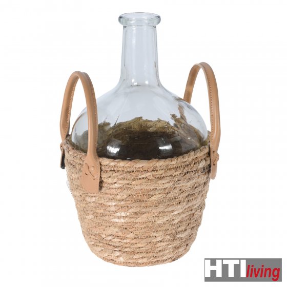 Glasvase mit Naturbezug Flaschenform 