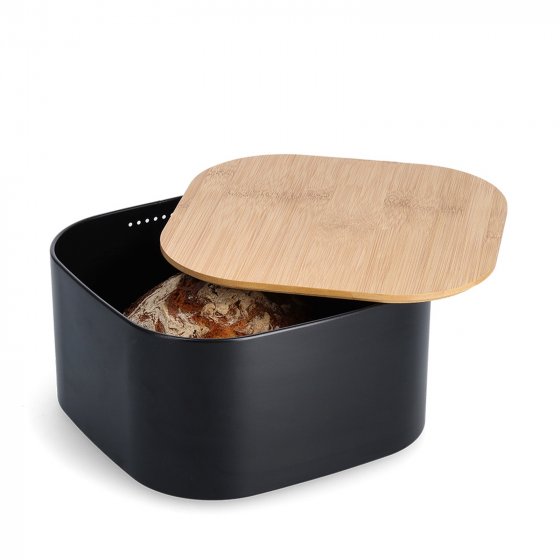 Brotkasten Metall mit Holzdeckel 