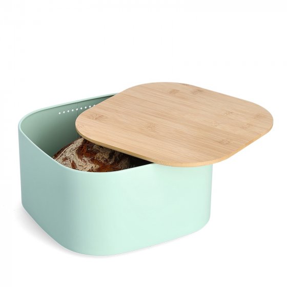 Brotkasten Metall mit Holzdeckel 