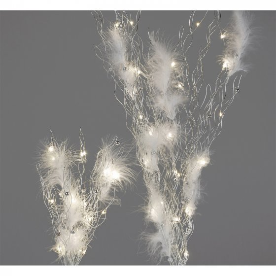 Zweig mit Federn 30 cm und LED Licht 