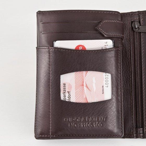Geldbörse mit Scheckkarten-Safe - braun 