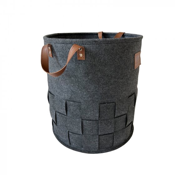 Wäschekorb 55 Liter Briena Filz Dunkelgrau 