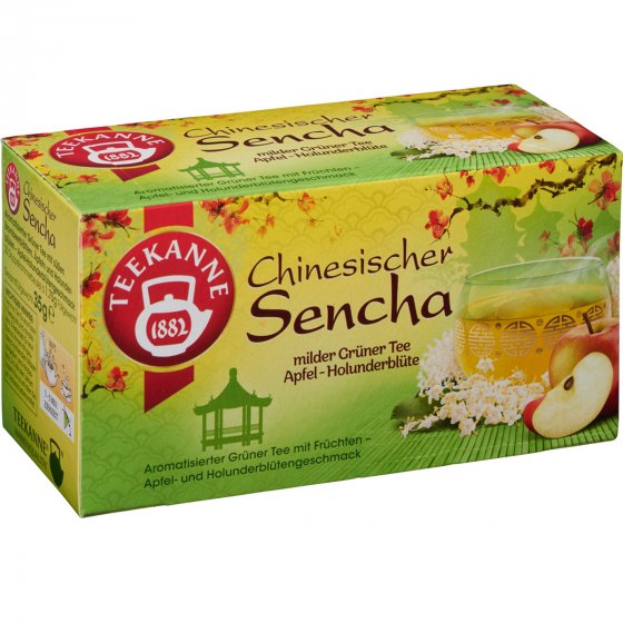 Teekanne Chinesischer Sencha milder Grüner Tee Apfel Holunderblüte 35g 