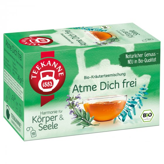Teekanne Bio Atme Dich frei mit Fenchel Salbei und Eukalyptus 18 Beutel 