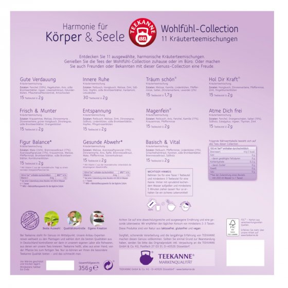 Teekanne Wohlfühl Collection Box 180er Kräutertee einzeln verpackt 