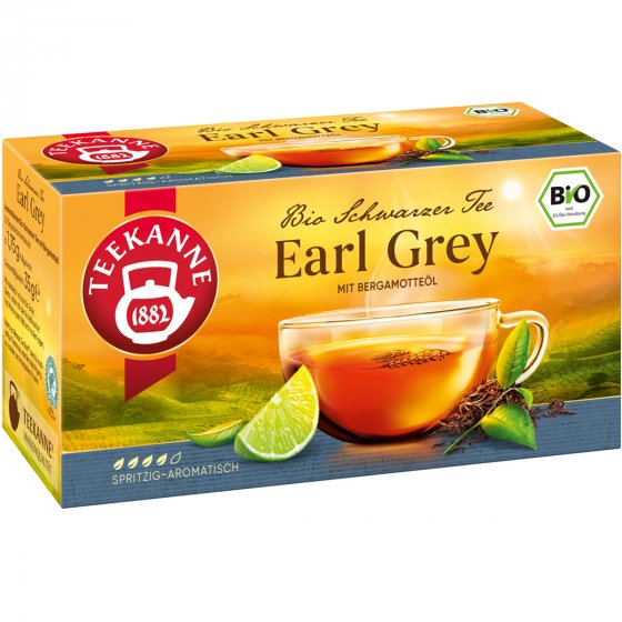 Teekanne Bio Earl Grey Schwarzer Tee spritzig aromatisch 35g 