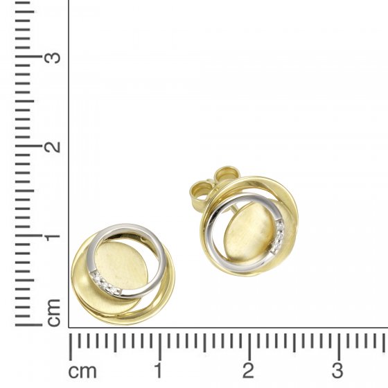Ohrringe Gold 585 zweifarbig mit 6 Brillanten zus. 0,02ct. 