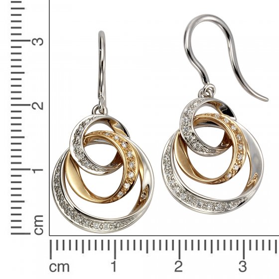 Ohrringe 585 Gold zweifarbig mit 52 Brillanten zus. 0,24ct. 