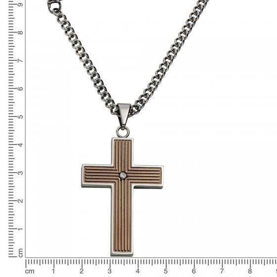 Anhänger mit Kette Edelstahl Kreuz 