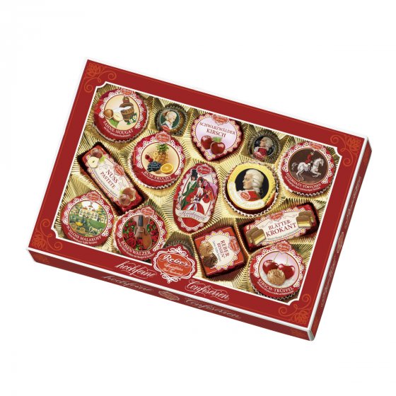 Reber Spezialitäten Kassette Feinste Schokoladenmischung Packung 525g 