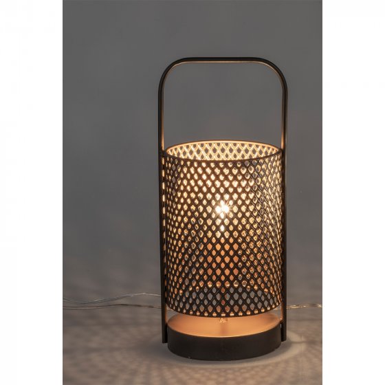 Lampe Rund Metalllampe in Goldschwarz 