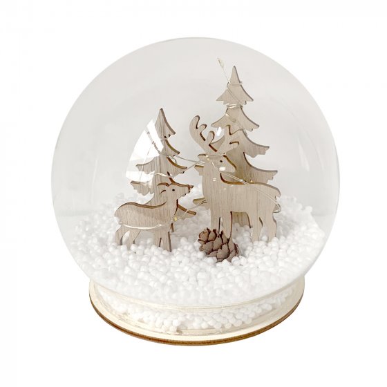 Schneekugel Rehe mit LED-Beleuchtung 
