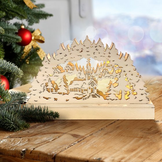 Schwibbogen Verschneite Kirche Natur 