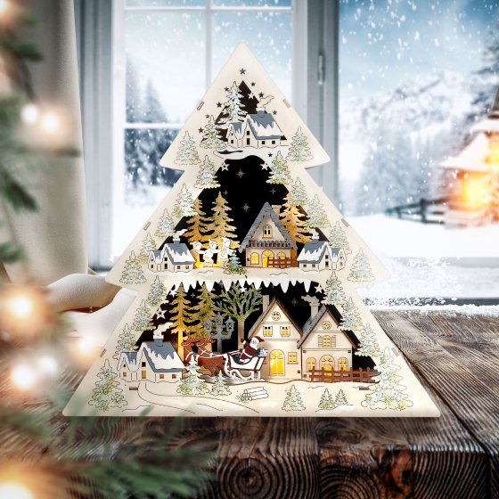 Schwibbogen Weihnachtsmann zu Besuch 